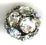 1 10mm Round Gunmetal with Crystal Rhinestones